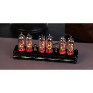 Nixie tube clock. IN-14 6 digits tubes. Carbon fiber case. USB-type C